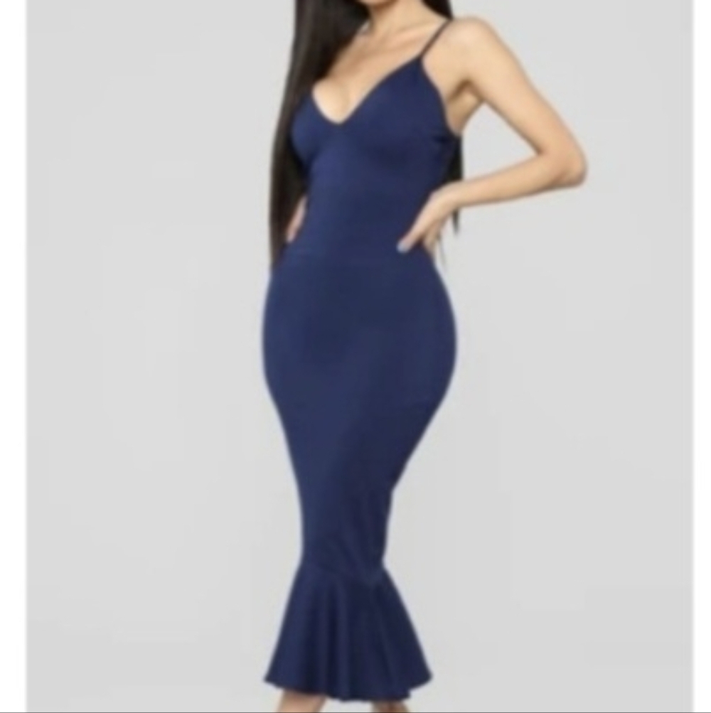 Fashion Nova Deep Blue Midi Dress